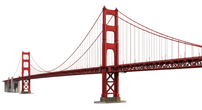 Red bridge isolated on white or transparent background