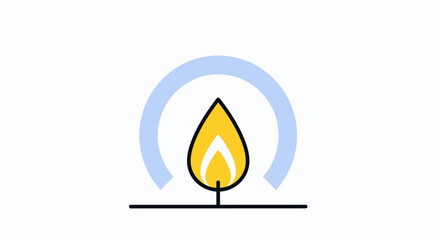 Stylized gas flame icon with protective arc conveying safety and energy concept