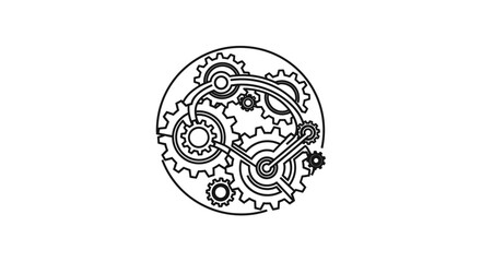 Fototapeta premium Intricate Mechanism: A Steampunk-Inspired Cogwheel Design Within a Circular Frame