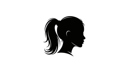 Elegant black silhouette of a woman with a ponytail hairstyle artistic design