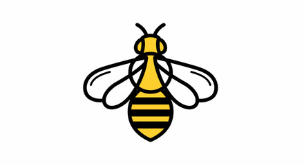 Minimalist bee illustration on a white background providing a cheerful and vibrant feel suitable