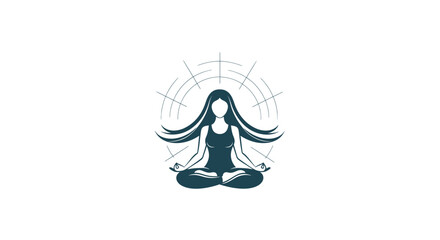 Aesthetic representation of a woman meditating in a seated lotus position, embodying wellness and