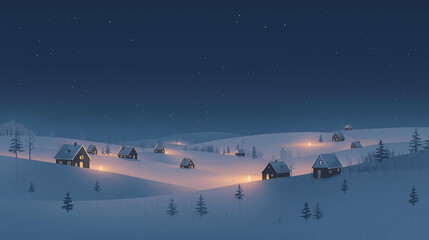 ミニマルなクリスマスの村の輝き