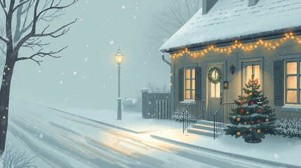 平和なクリスマスイブの雪