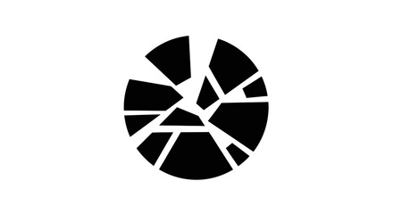 Broken circle shattered into geometric pieces, depicting fragility and transformation design