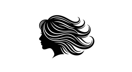 Elegant woman silhouette with flowing hair perfect for beauty and fashion designs