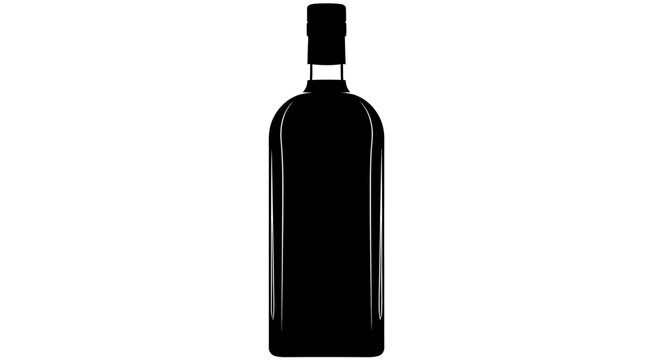 Elegant silhouette of a wine bottle against a stark white backdrop minimal style