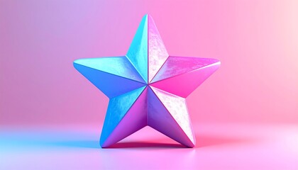 Obraz premium A stylized, five-pointed star with color gradients set against a soft backdrop