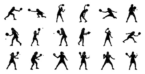 Female athletes playing racket sports game