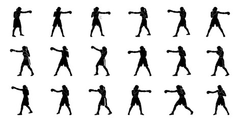 Female boxers striking poses boxing athlete