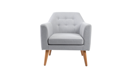 Modern Chair Furniture with Soft Gray Armchair, Isolated on Transparent Background