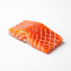 Raw salmon fillet isolated on white background