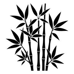 Silhouette of bamboo stalks with leaves