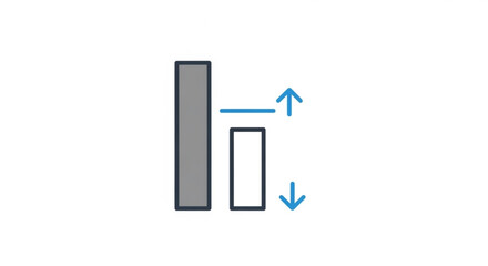 Column chart with up and down arrows representing data comparison and analysis for business presentation