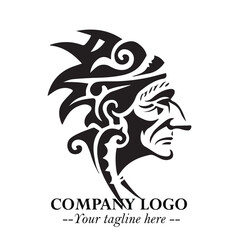 Elegant Old Woman Logo Symbol in Black on White Background with Classic and Minimalist Design