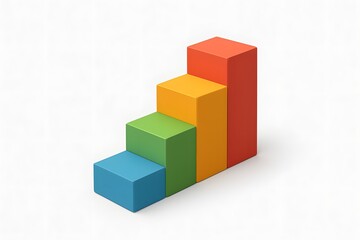 Obraz premium Minimal Infographic Template with Colorful 3D Steps Ladder – Isolated on White