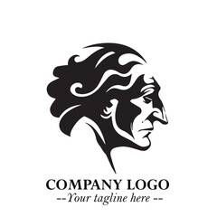 Elegant Old Woman Logo Symbol in Black on White Background with Classic and Minimalist Design