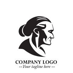 Elegant Old Woman Logo Symbol in Black on White Background with Classic and Minimalist Design