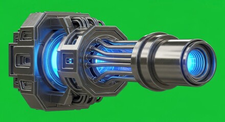 Futuristic Sci-Fi Energy Core with Glowing Blue Plasma and Metallic Casing