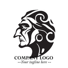 Elegant Old Woman Logo Symbol in Black on White Background with Classic and Minimalist Design