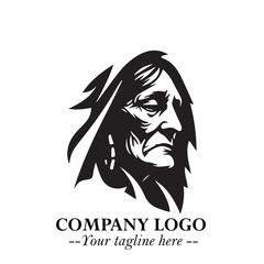 Elegant Old Woman Logo Symbol in Black on White Background with Classic and Minimalist Design