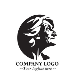 Elegant Old Woman Logo Symbol in Black on White Background with Classic and Minimalist Design