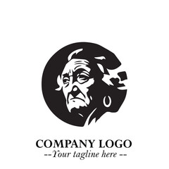 Elegant Old Woman Logo Symbol in Black on White Background with Classic and Minimalist Design