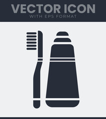 Toothbrush and toothpaste icons for oral hygiene