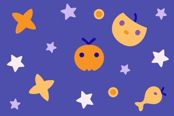 Halloween watercolor stars and candy seamless pattern design