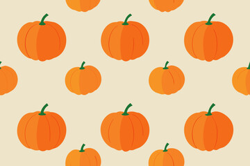 Light Autumn Texture Seamless Watercolor Pumpkins Background