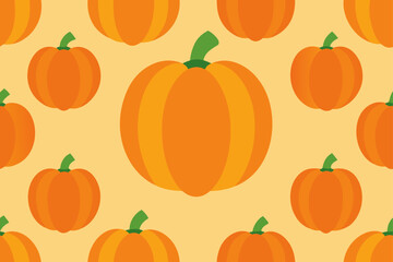Seamless Watercolor Pumpkin Patch Background in Orange Tone