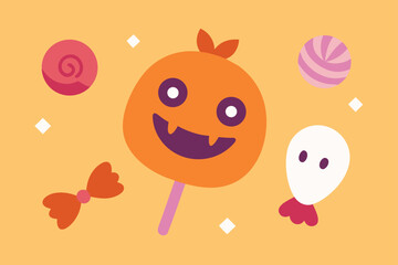 Cute Halloween Candy Watercolor Background Design
