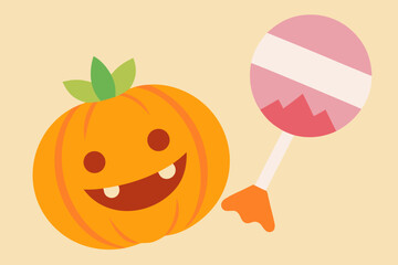 Watercolor Candy And Pumpkin Halloween Background