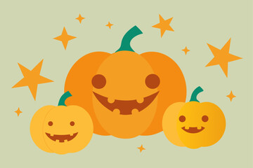 Spooky Art With Watercolor Pumpkins And Stars