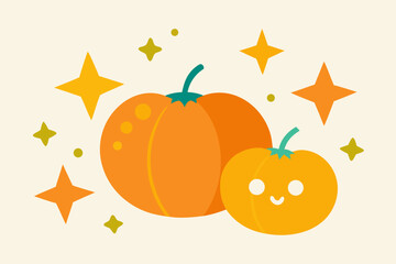 Halloween Field Pumpkins Watercolor Background