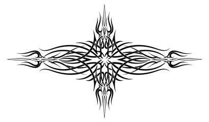 Abstract symmetrical design element with stylized floral features