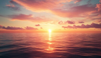 Fototapeta premium Sunset over the ocean with pink and orange clouds