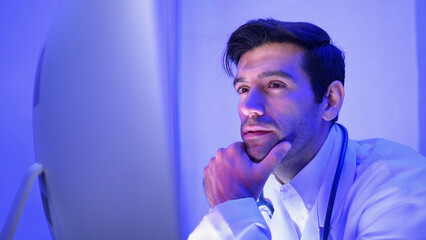 The tired eyes of doctors and medical professionals staring at computer screens