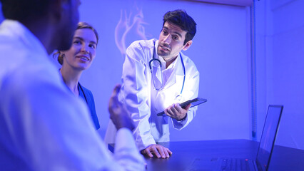Doctors and medical professionals discussing heart health