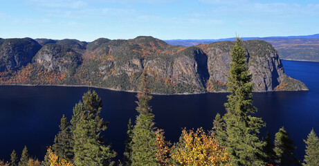 Aerial view of Fjord Saguenay in autumn, Canada