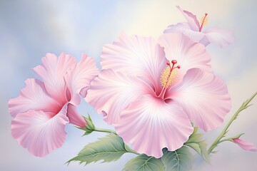 Fototapeta premium Painting of hibicus hibiscus blossom flower.