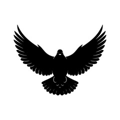 Obraz premium Vector art of black silhouette of a dove with spread wings