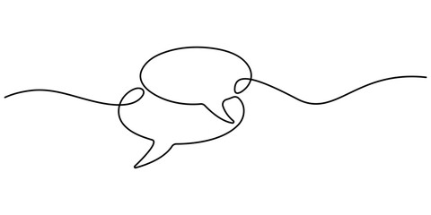 Minimalist style speech bubble outline vector illustration with continuous one line drawing design. Speech bubble in one line art style. Vector illustration.