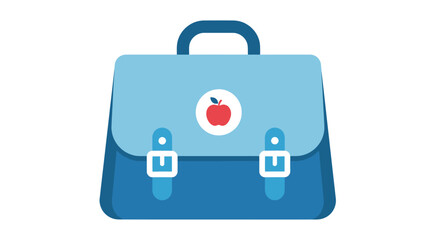 Blue School Bag with Apple Emblem Buckle Closures and Top Handle.