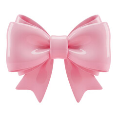 Pink bow isolated on transparent background, studio shot, festive decoration