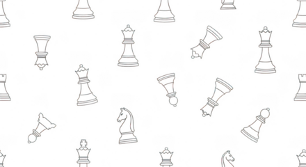 Assorted chess piece silhouettes and icons in monochrome, isolated on transparent background