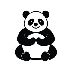 Vector art of cute panda sitting with a happy expression