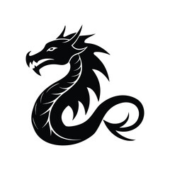 Vector art of black dragon illustration, mythical creature art