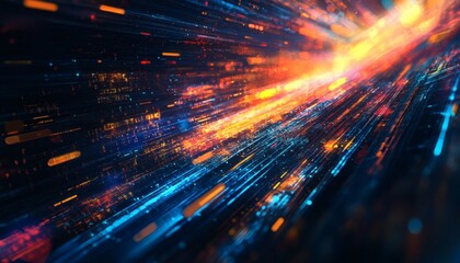 Abstract digital data stream flowing at high speed