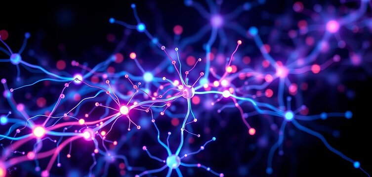 Abstract neural network background, glowing synapses, artificial intelligence, glow